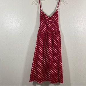 Red Polka Dot Dress Fire// Red and white V Neck Dress size 3 Fit and Fla…